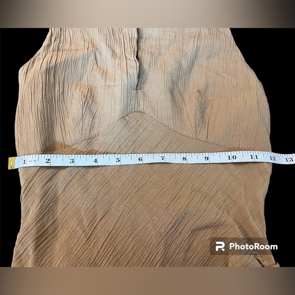 Zara Strappy Midi Neutral Dress with Draped Detail - Picture 9 of 15